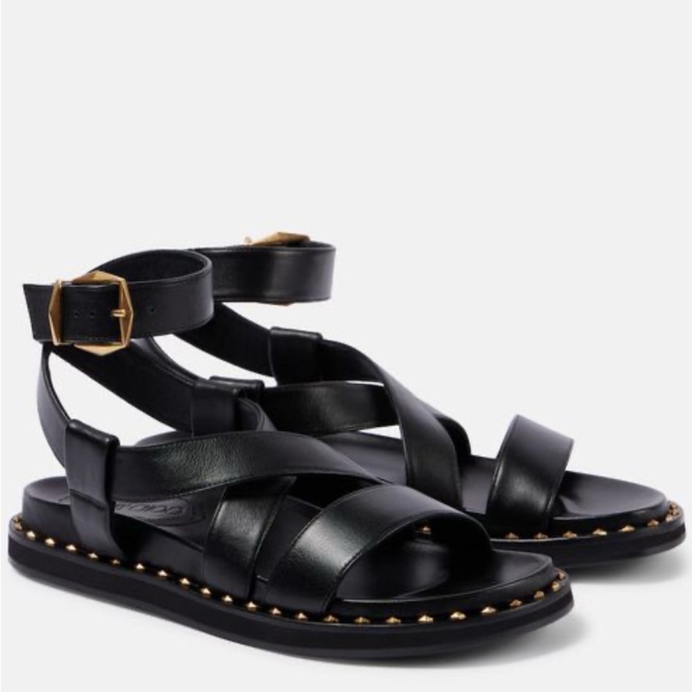 Jimmy Choo Blaise Black Leather Sandals Size 39